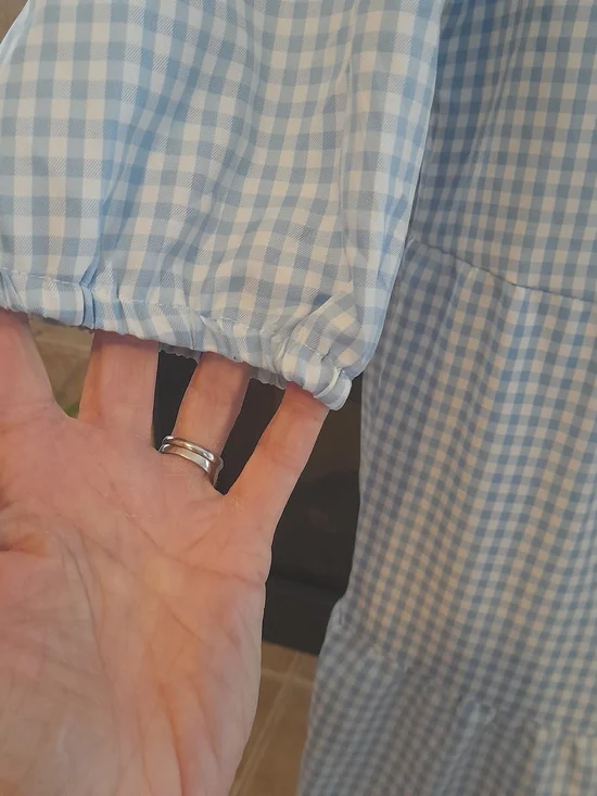 Blue Gingham Button-Front Mini Dress - Picture 6 of 7